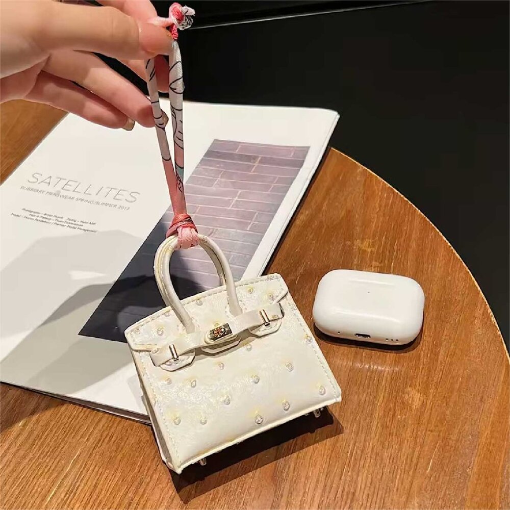 Mini Tote, Bag Charm, Coin Purse, Headphones Holder - WHITE